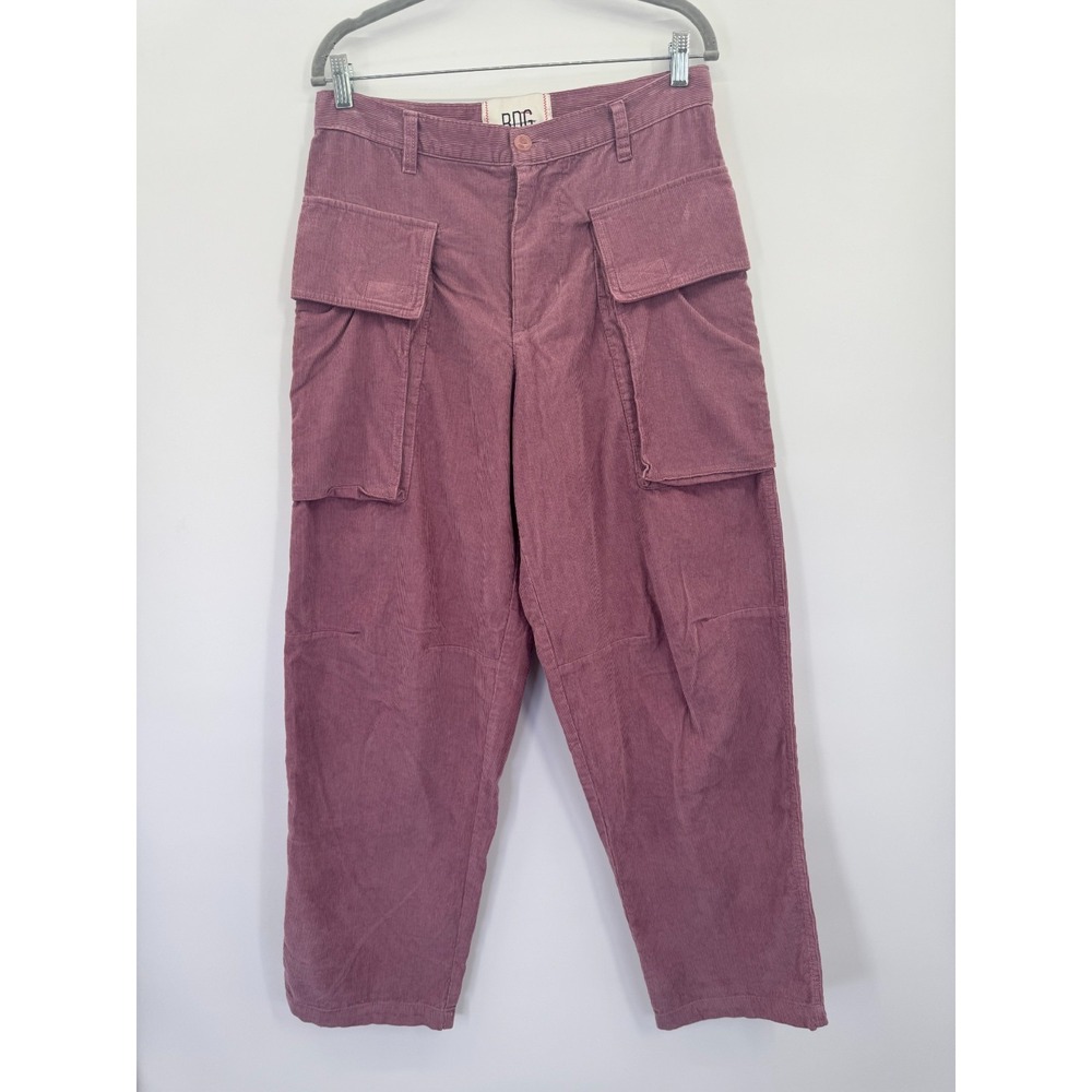 BDG Baggy High Waisted Wide Leg 90s Cargo Corduroy Pant 30" Dusty Pink Mauve